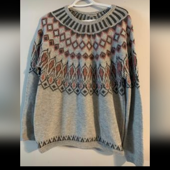 Warehouse One Wool Sweater Grey and Dark Pink - Picture 2 of 5